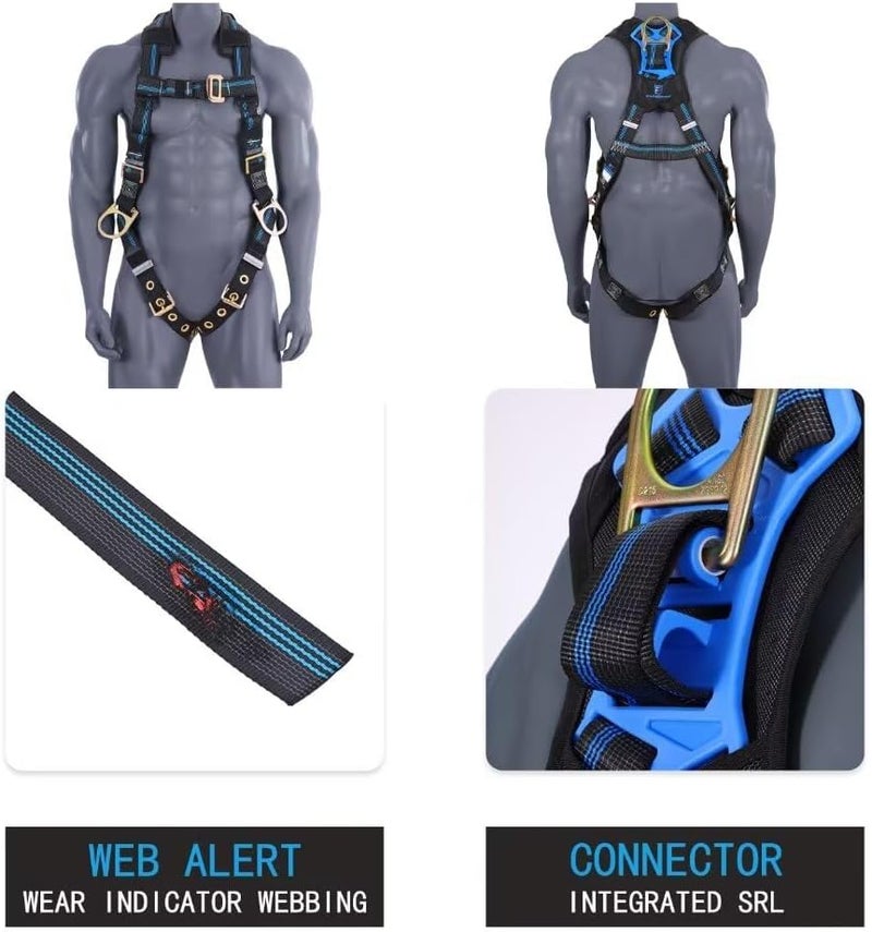 FHFallArrest Safety Harness Fall Protection,Fall Arrest Roofing Harness Safety Kit For Work Approved OSHA ANSI（M/L） - Image 5